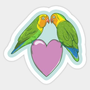 Love birds on a heart Sticker